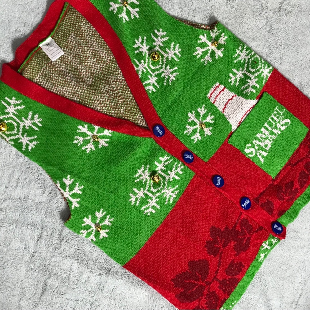 Samuel Adams Tacky Ugly Holiday Sweater Vest Bells